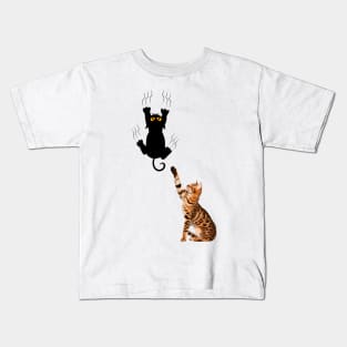 Funny Bengal Cat American Shorthair Black Cat Kids T-Shirt